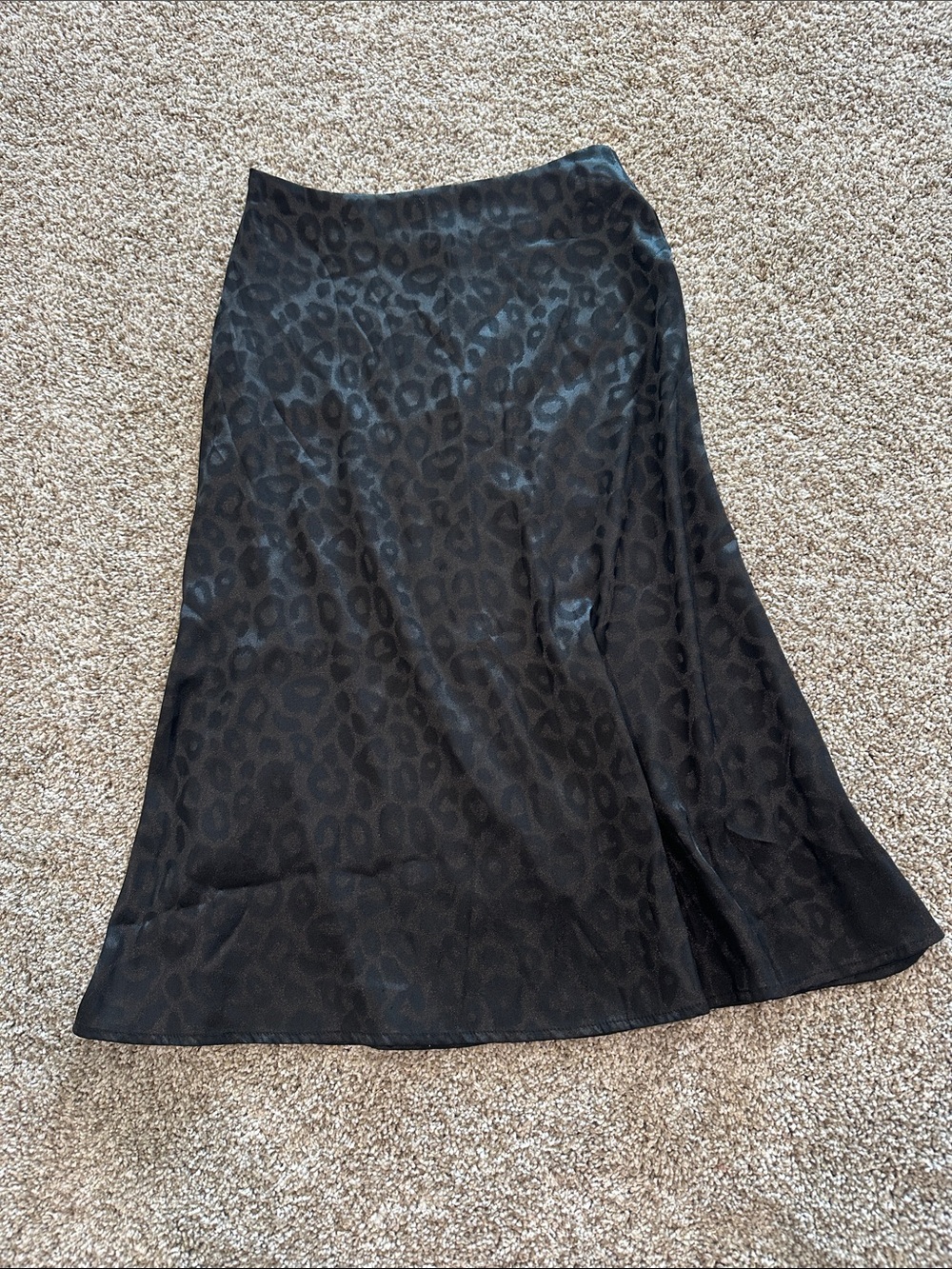 SHEIN Black Leopard-Print A-Line Midi Skirt